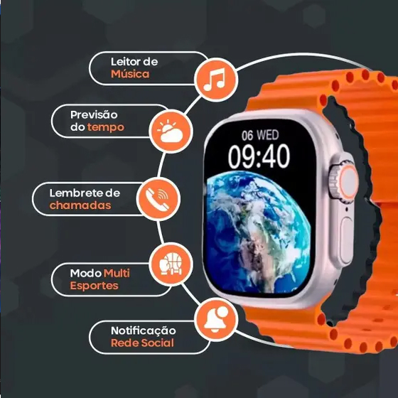 Relógio Smartwatch Ultra 9 Plus 49mm Lançamento 2024 Nfc Amoled Gps Original - Microwear